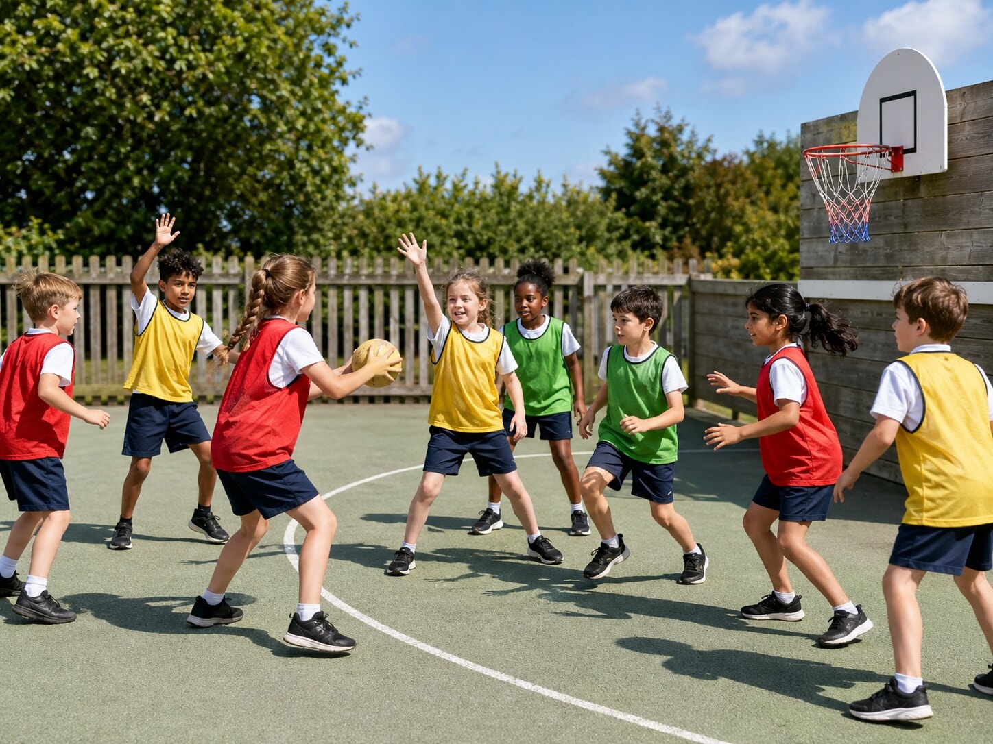 Children playing an inclusive ball game on the school playground